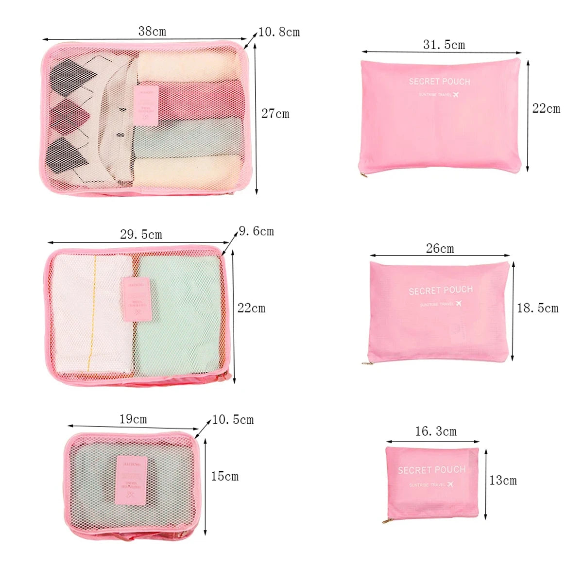 6-Piece Travel Packing Cube Set — Luggage Organizer & Clothing Storage Bags