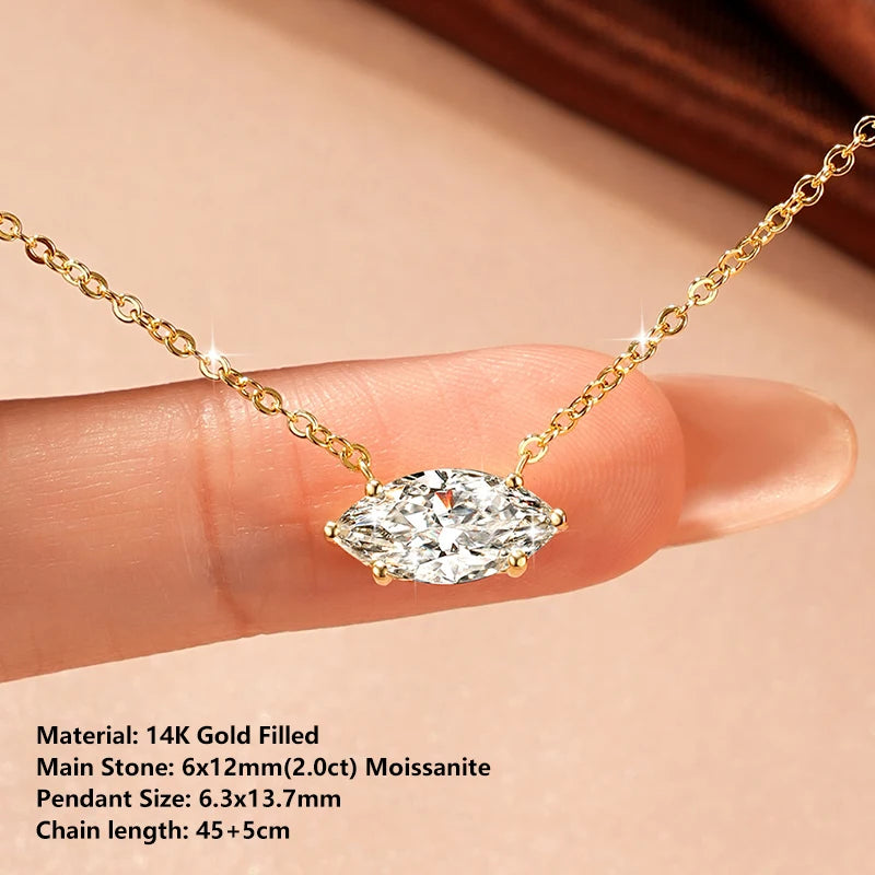 oxtao Moissanite Pendant Necklace — 14K Gold Filled Jewelry for Women