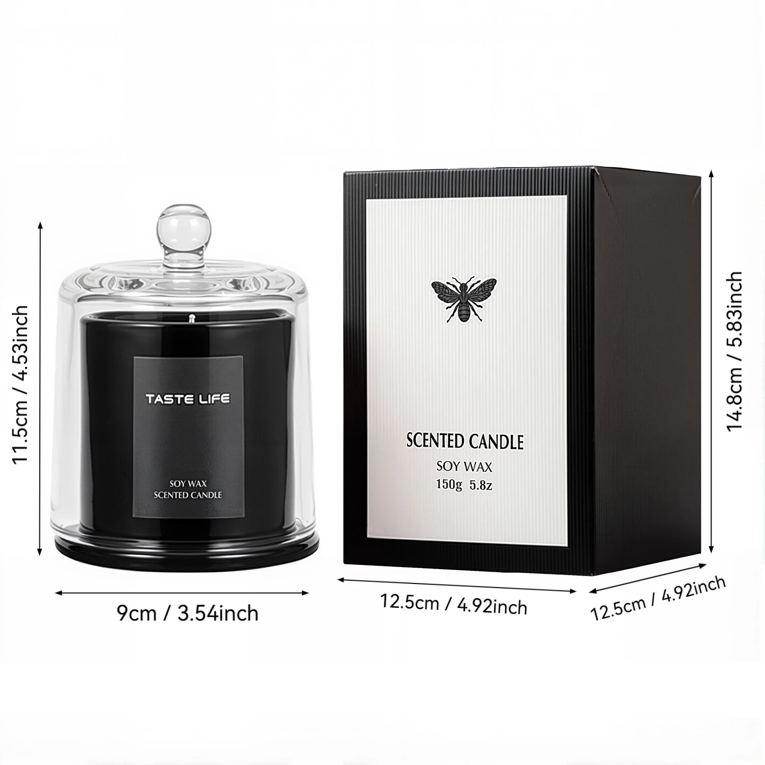 Premium Soy Wax Scented Candle — Aromatherapy with Glass Cloche