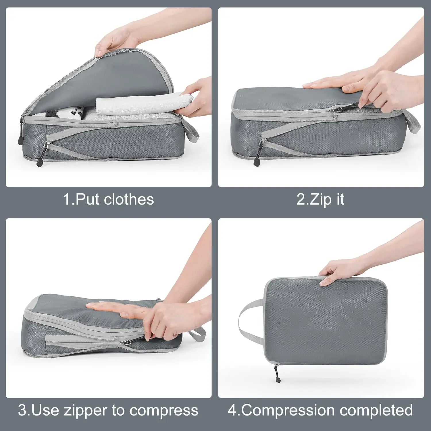 Travel Luggage Organizer Set — Compression Packing Cubes for Suitcases