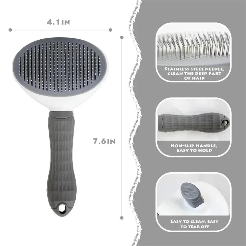Self-Cleaning Pet Grooming Brush — De-matting Comb for Dogs and Cats