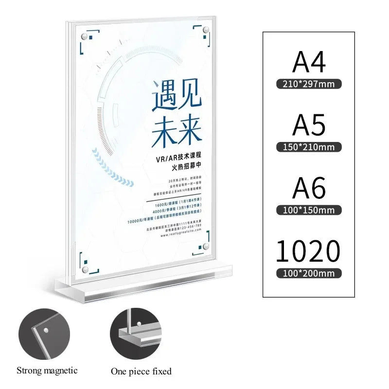 Acrylic Sign Holder — Double-Sided Desktop Display Stand for Posters