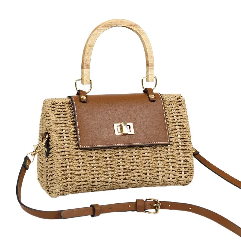 miflame Woven Straw Shoulder Bag — Boho Crossbody for Summer Vacations