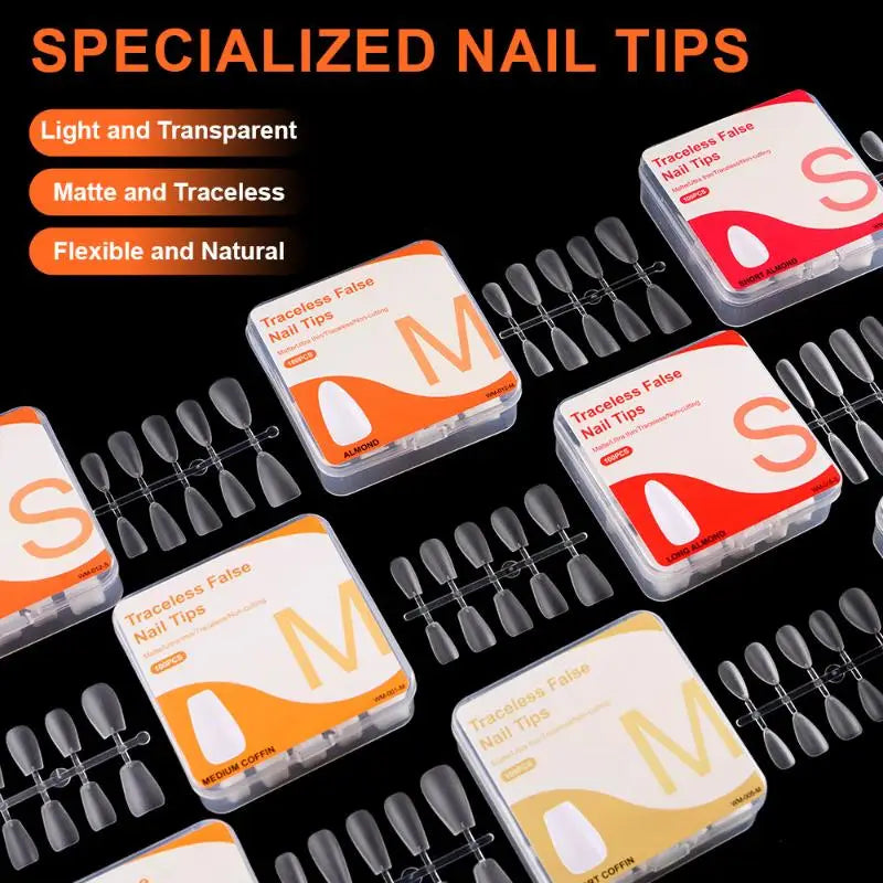 100PCS Clear False Nail Tips — Full Cover Press-On Extensions