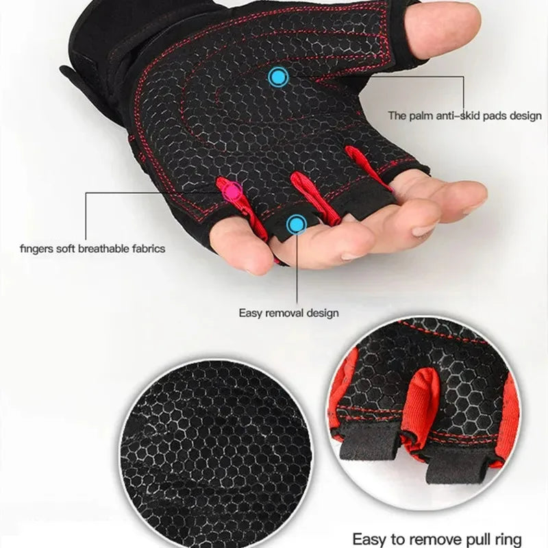 Half Finger Sports Gloves — Non-Slip Wrist Support for Gym & Cycling