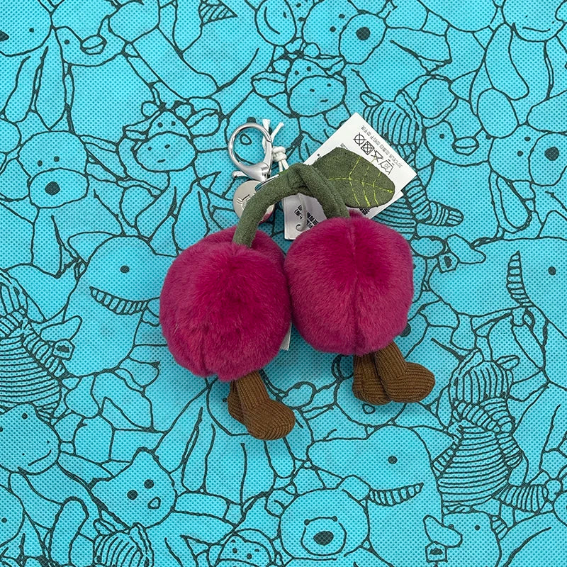 Assorted Plush Keychain Charm — Cute Animal & Food Backpack Pendant