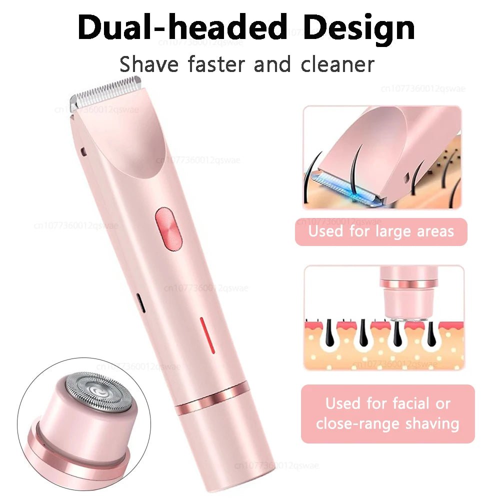 Electric Women's Shaver — Dual Head Body Epilator for Bikini and Underarms