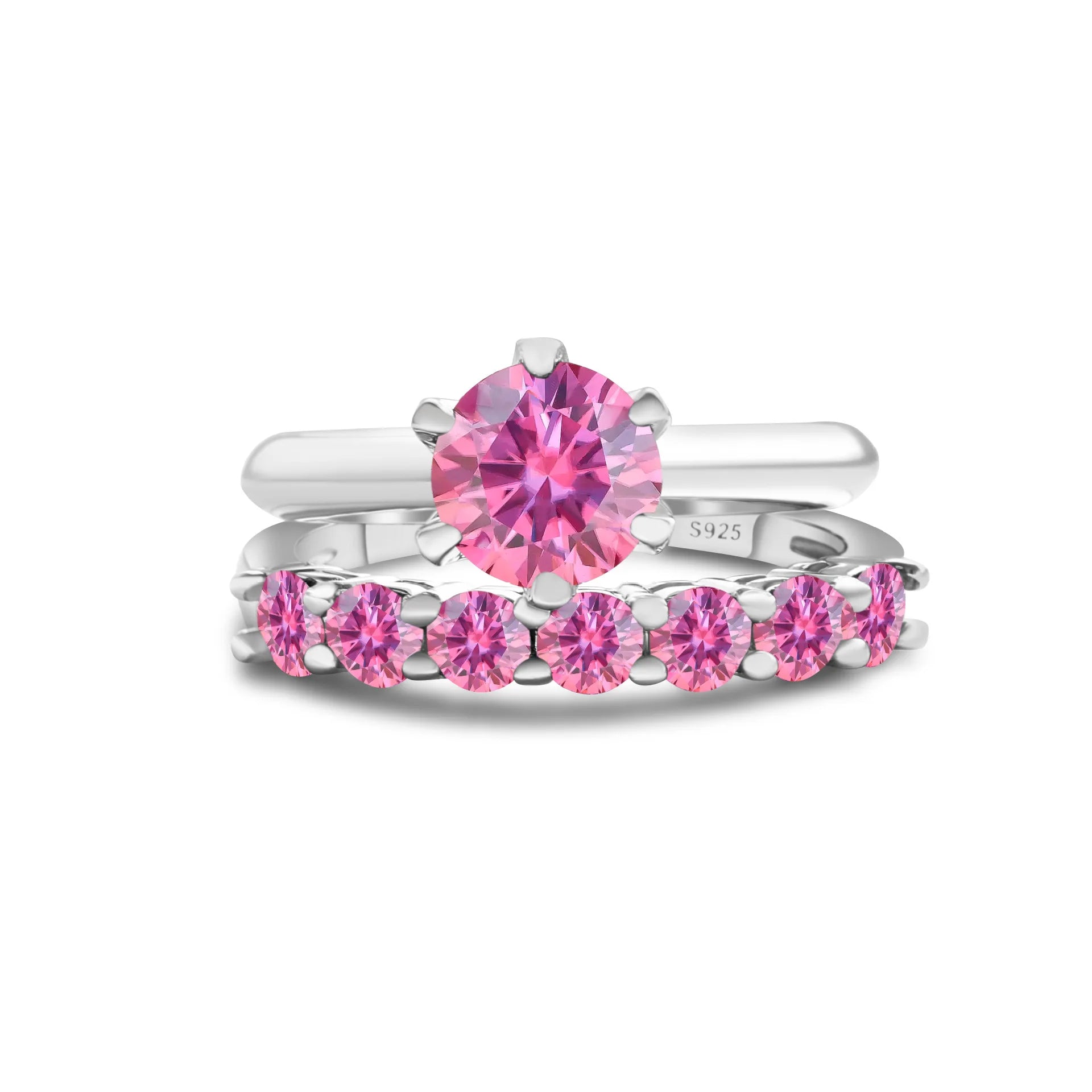 Moissanite Stackable Ring Set — 1.7CT S925 Sterling Silver Couple Rings