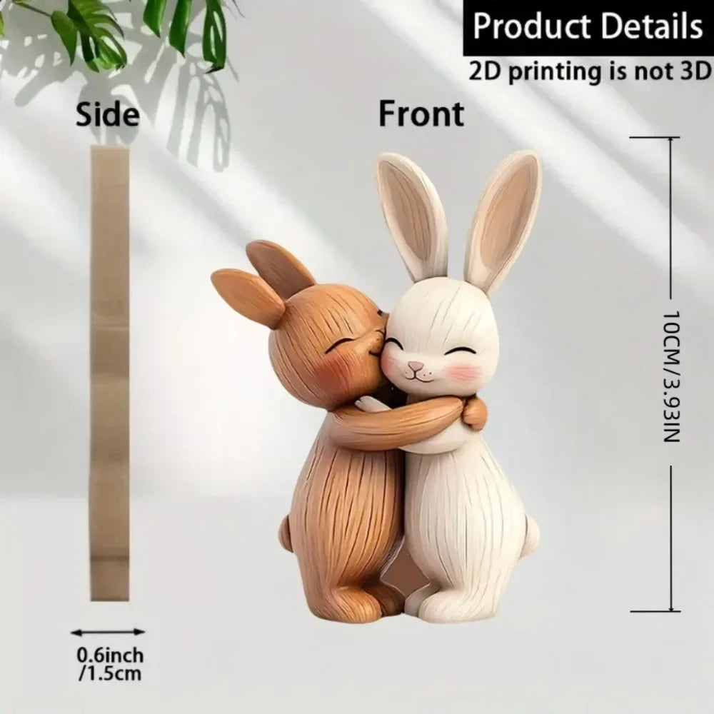 Wooden Animal Couple Sculpture — Cute Desktop Decor & Gift Set
