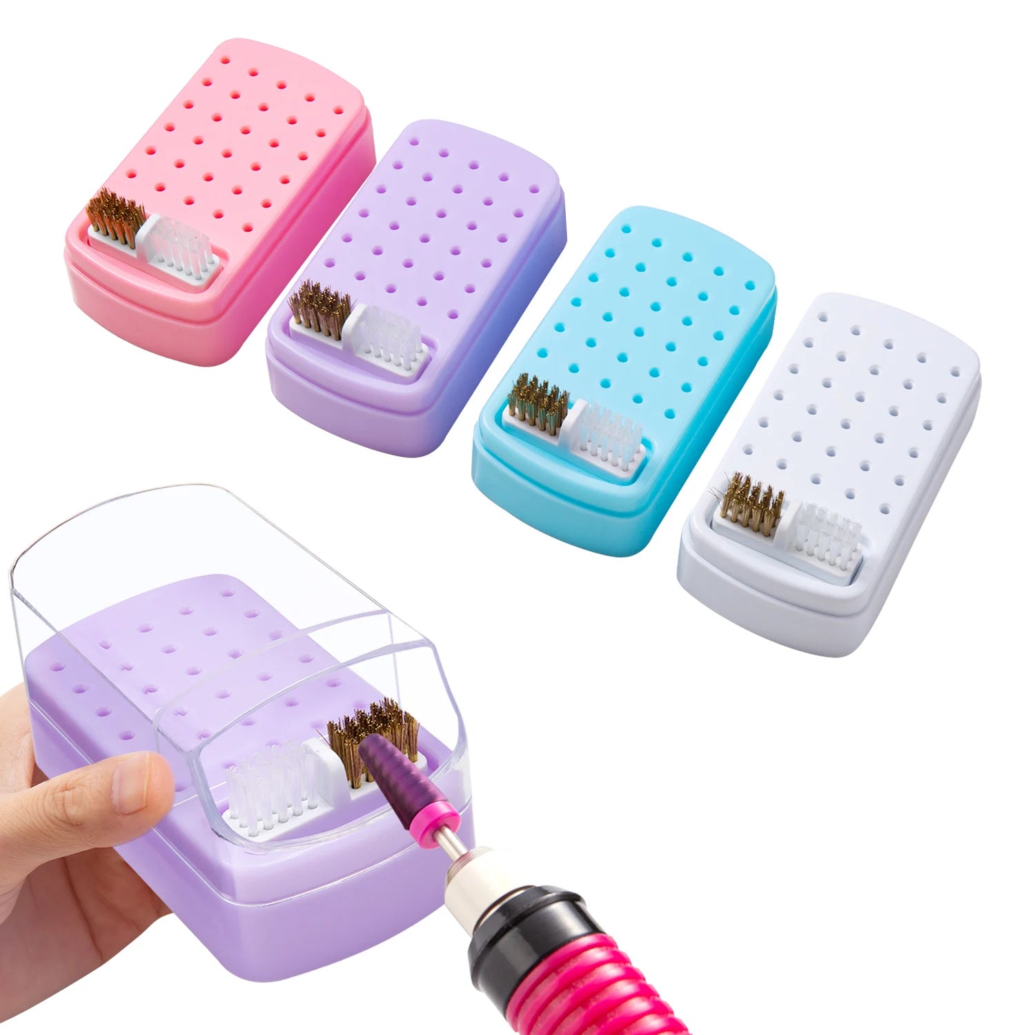 LUSLUKING Nail Drill Bits Organizer — 30 Slot Acrylic Storage Box