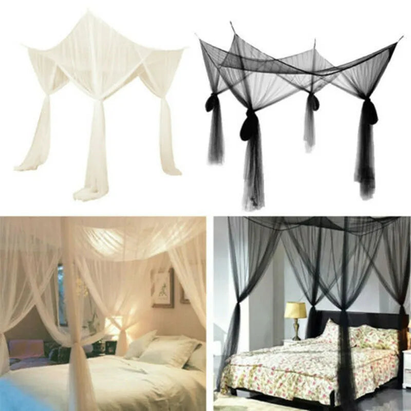 Elegant Four-Door Canopy Mosquito Net — Protective Bedding for Home or Outdoor Use