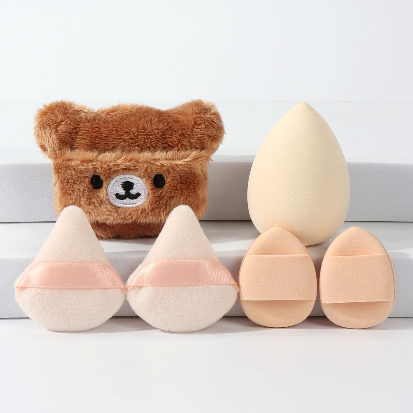 Embroidered Loose Powder Puffs — 6-Piece Set for Wet or Dry Application