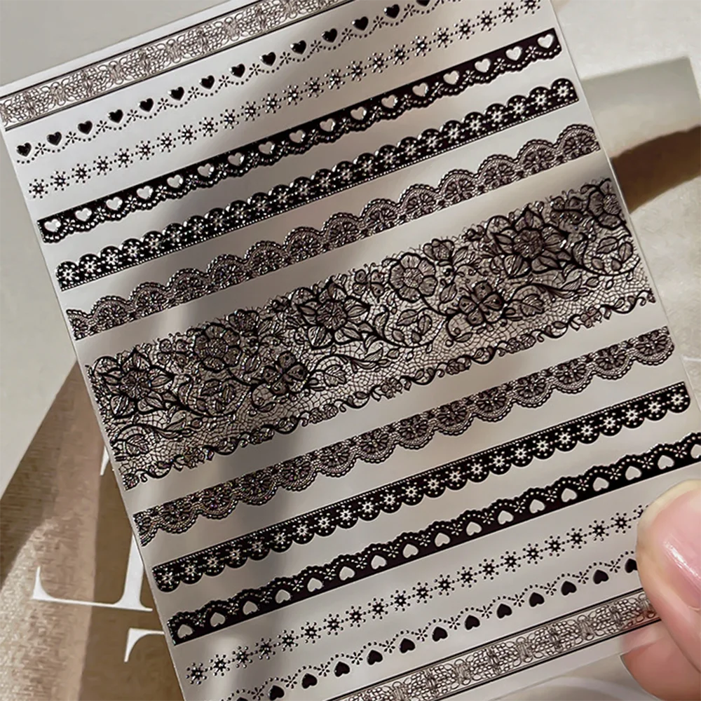MAFANAILS Lace Nail Art Stickers — Elegant Ballet Bowknot & Grid Decals