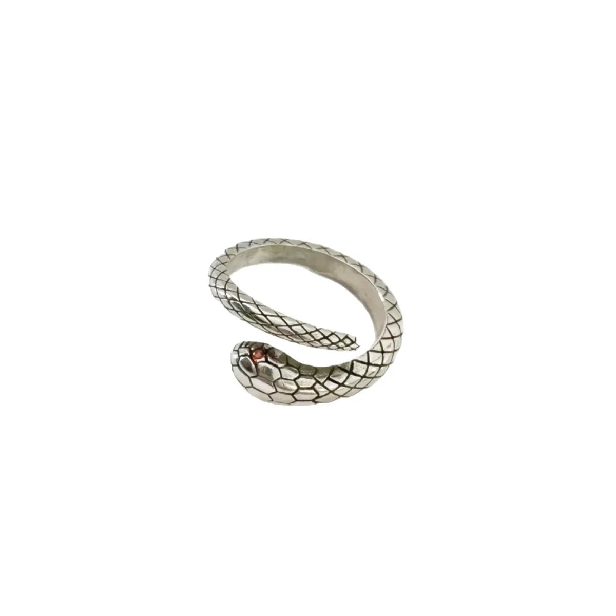 925 Sterling Silver Red Snake Ring — Adjustable Zircon Stackable Jewelry