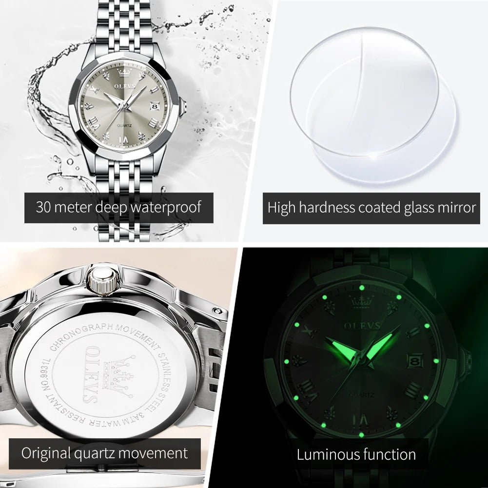 OLEVS 9931 Elegant Women's Watch — Luxury Stainless Steel Quartz Timepiece