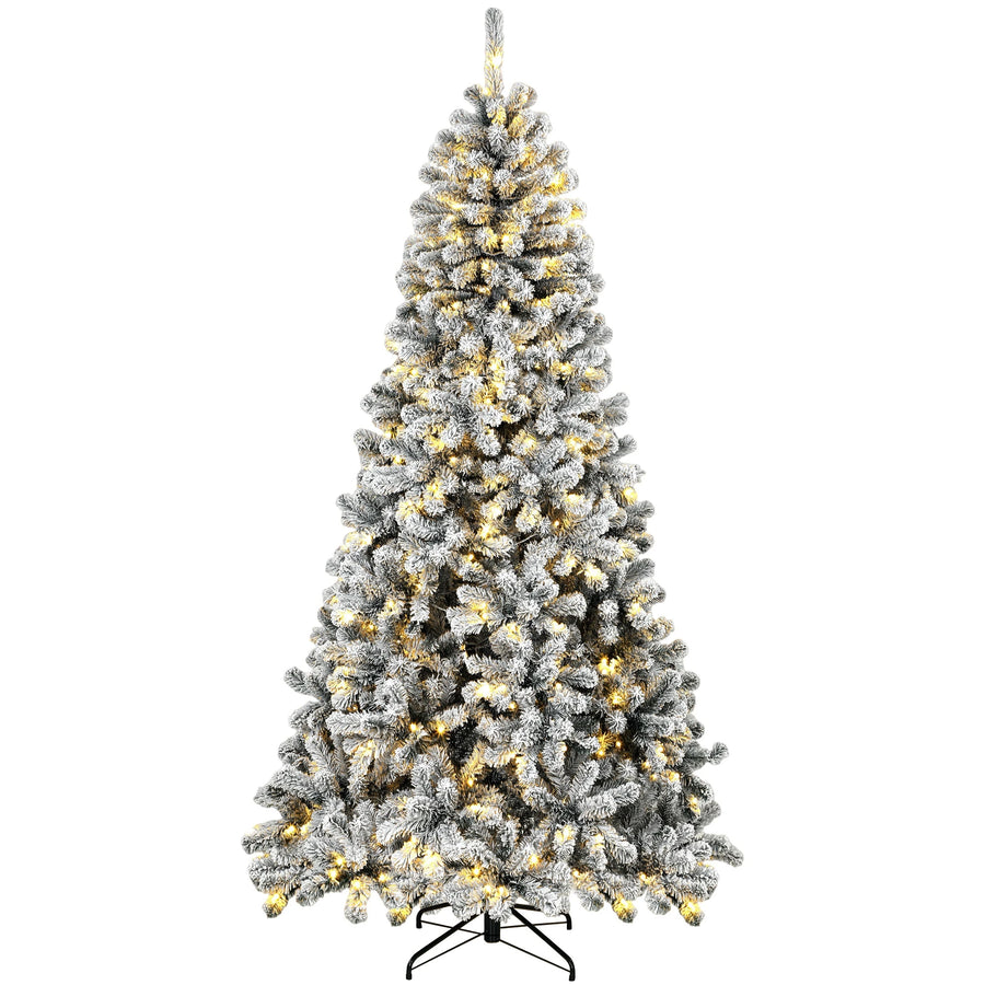 HOMCOM 7.5ft Flocked Christmas Tree — Pre-lit Northern Pine with 350 LEDs