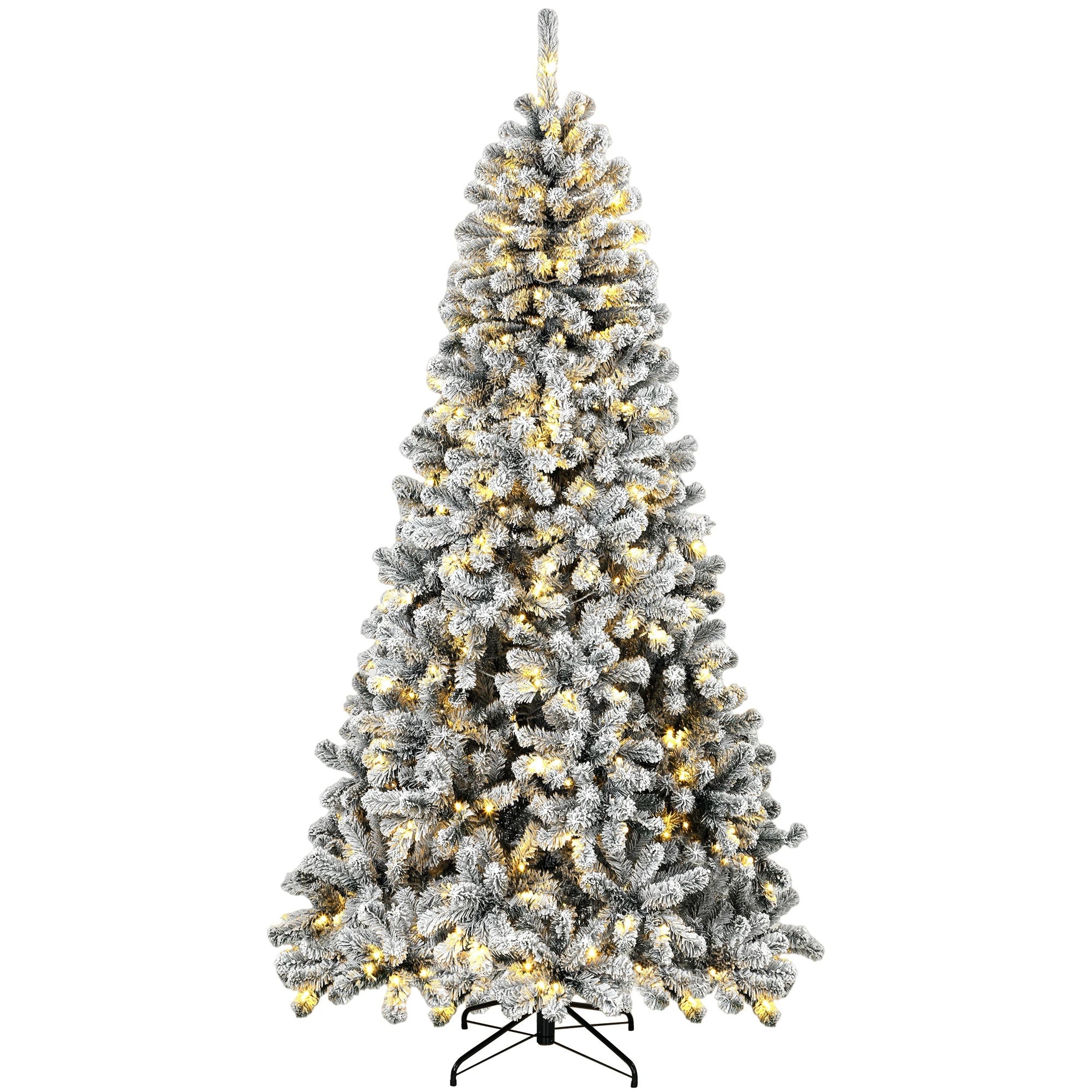HOMCOM 7.5ft Flocked Christmas Tree — Pre-lit Northern Pine with 350 LEDs