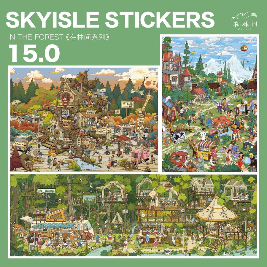 3D Outdoor Landscape Sticker — Kawaii Camping Cabin Scene DIY Kit
