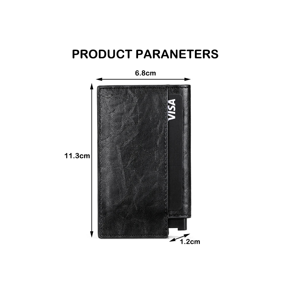 SHIMENGFU Slim RFID Card Holder — Minimalist Leather Wallet & Money Clip