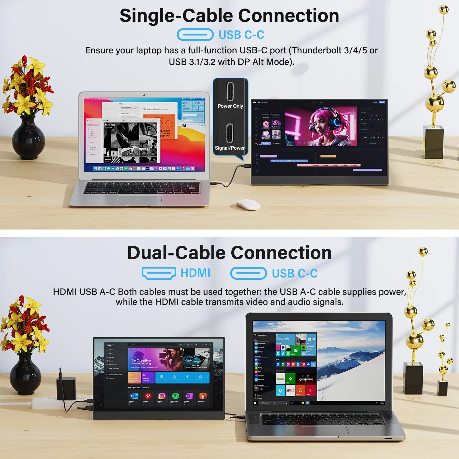 amoudo 15.6 Inch Portable Monitor — Full HD IPS Slim Display for Laptop