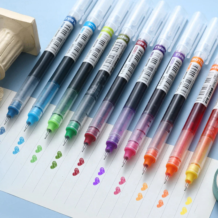 Colorful Gel Pen Set — Quick-Drying Liquid Ink for Writing and Drawing