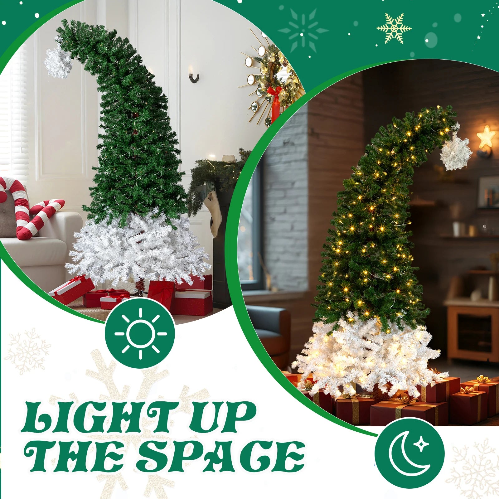 6FT Santa Hat Style Pre-Lit Christmas Tree — Festive LED Holiday Decor