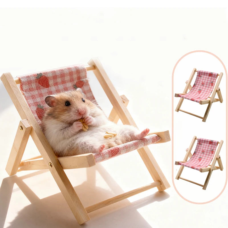 Wooden Hamster Chair Bed — Small Animal Habitat Decor & Photo Prop