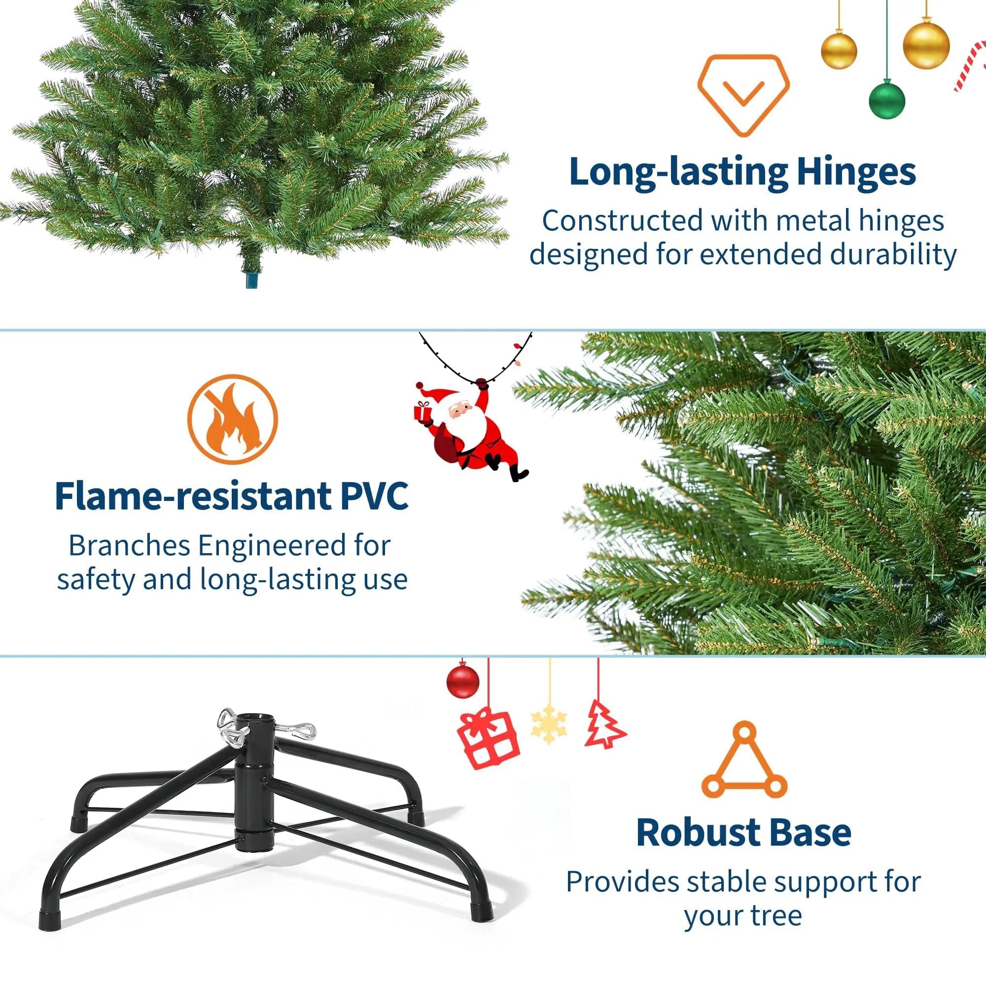 GAOMON Prelit Artificial Noble Fir Christmas Tree — Pink Snow Flocked Design