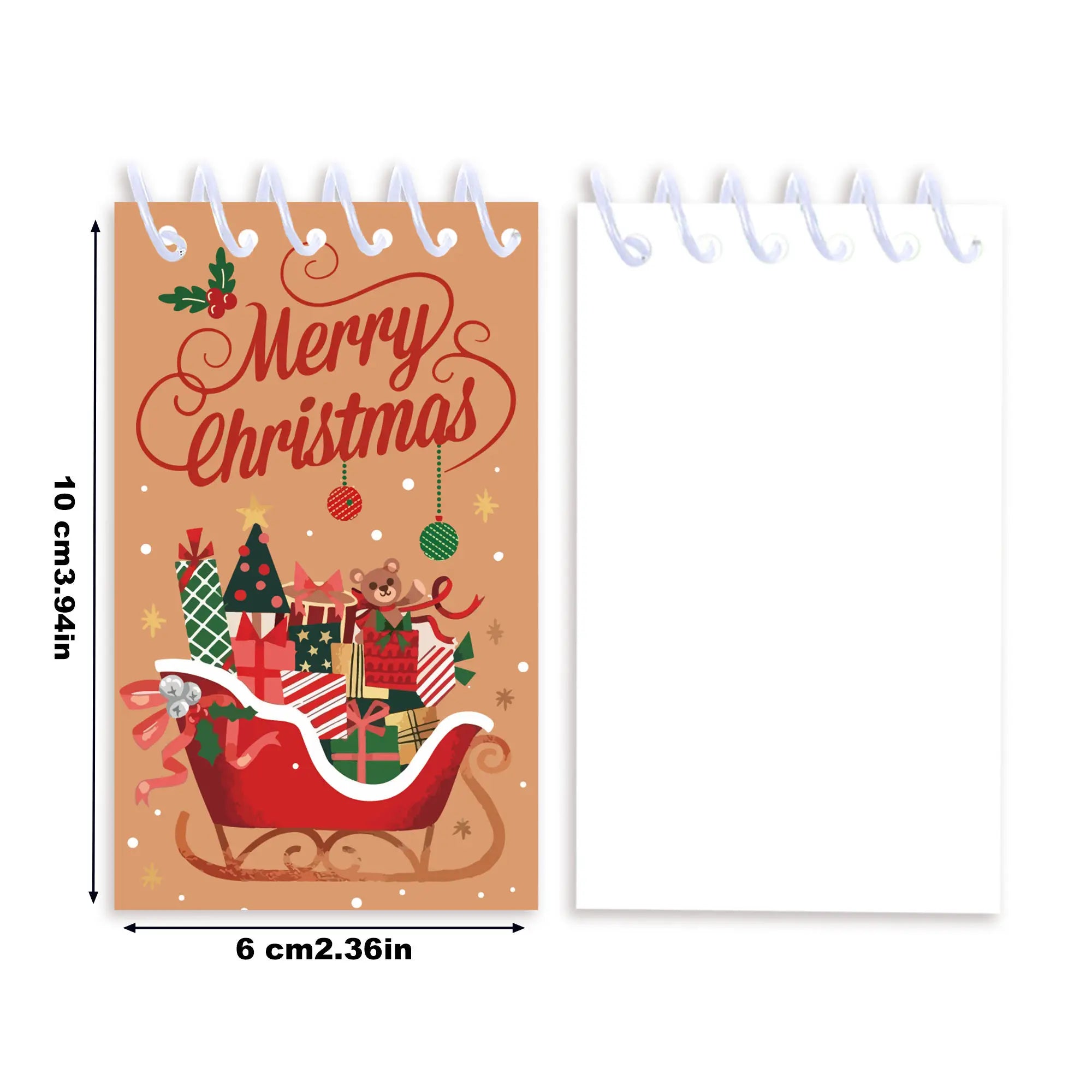 Christmas Spiral Pocket Notebook — Mini Portable Memo Pad Set