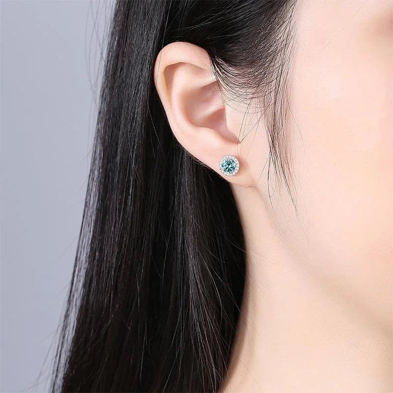 tezzc Moissanite Stud Earrings — Sparkling 925 Sterling Silver Jewelry