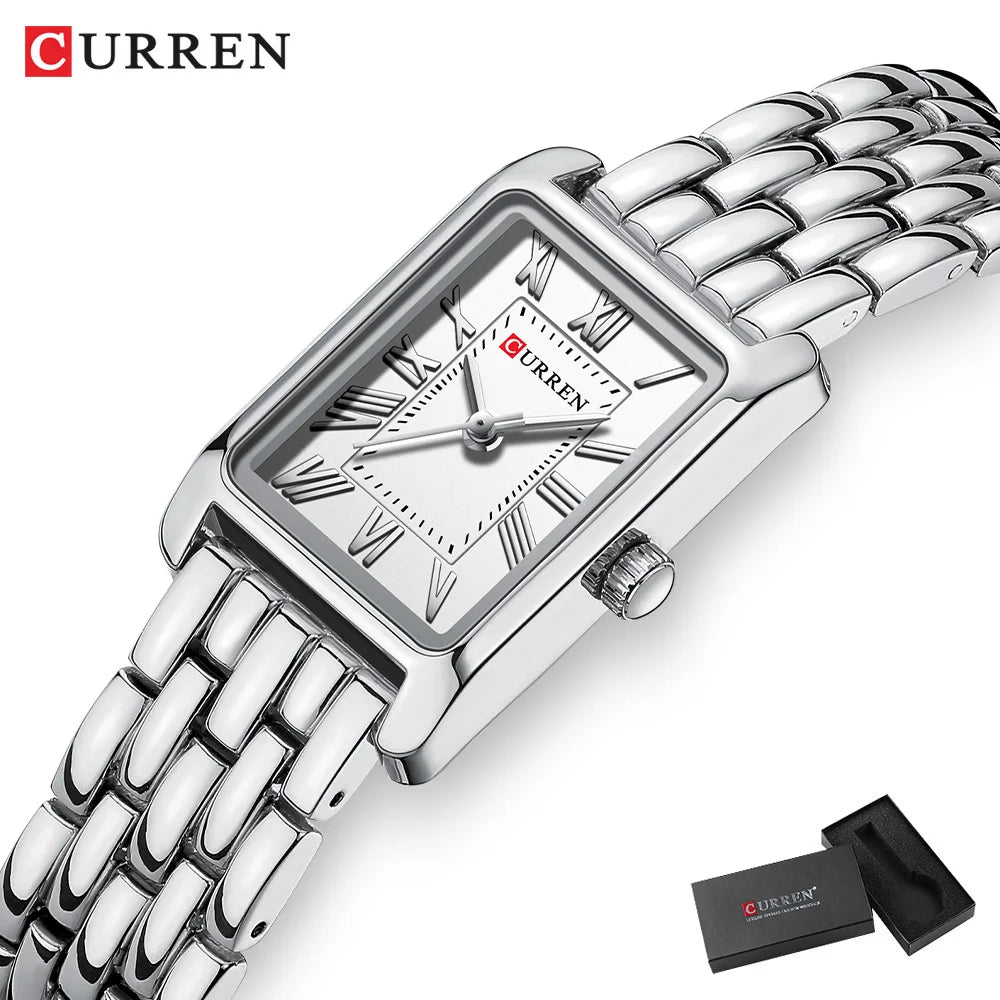 Curren Luxury Rectangle Women's Watch — Elegant Stainless Steel Bracelet