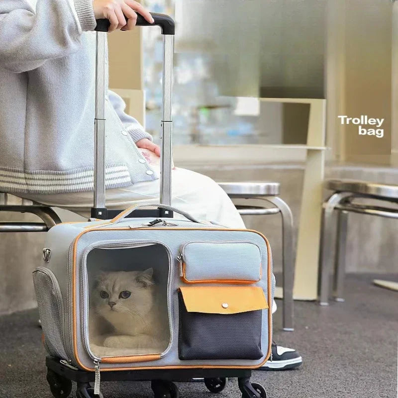 Multi-Functional Pet Carrier Trolley — Portable Backpack and Luggage Bag