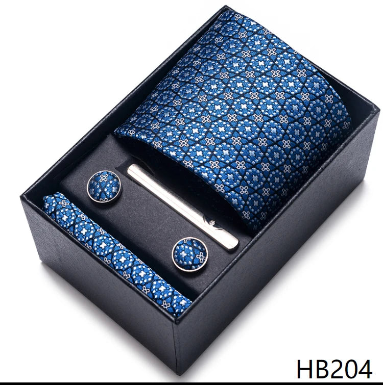 VanGise Men's Necktie Set — Business Tie, Cufflinks, and Pocket Square Kit