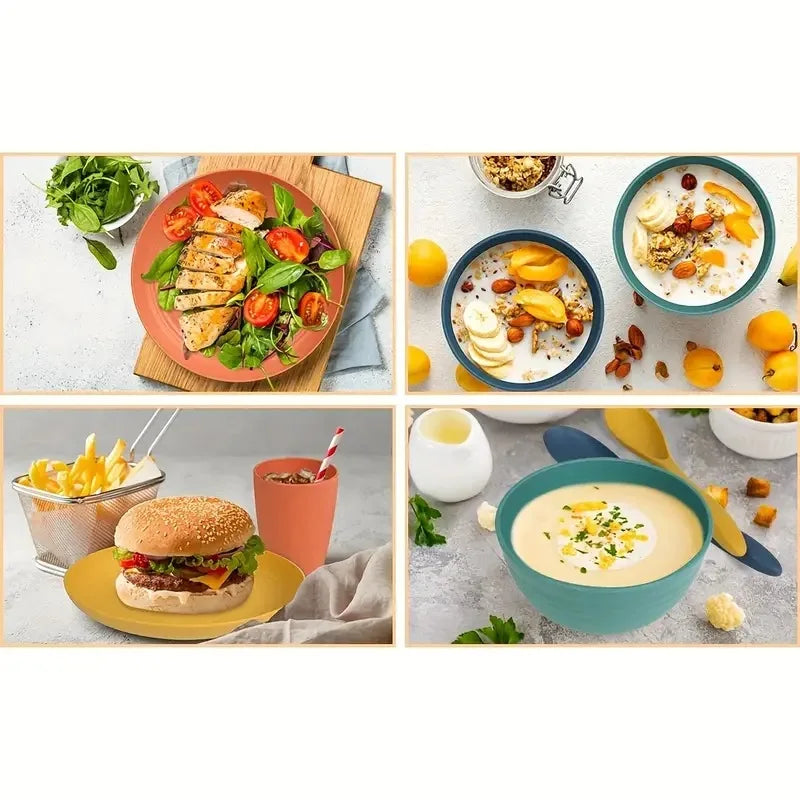 32 Piece Wheat Straw Dinnerware Set — Reusable Service for 8