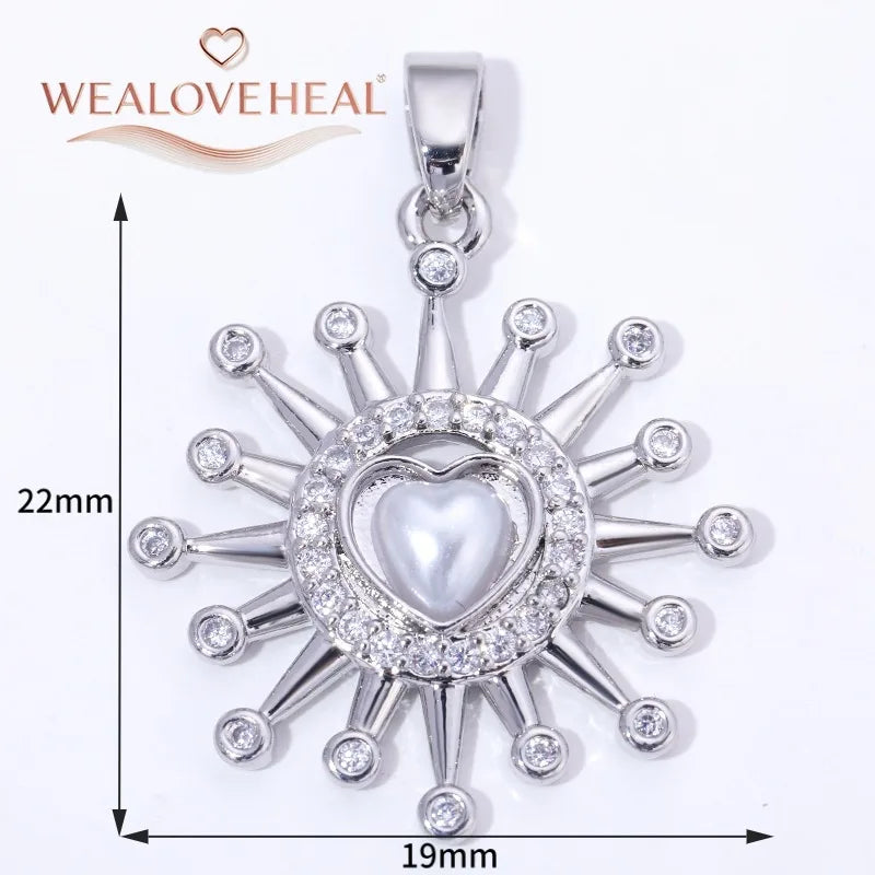 Spiral Vortex Sun Pendants — 18K Gold Plated Zirconia Charms for Jewelry Making