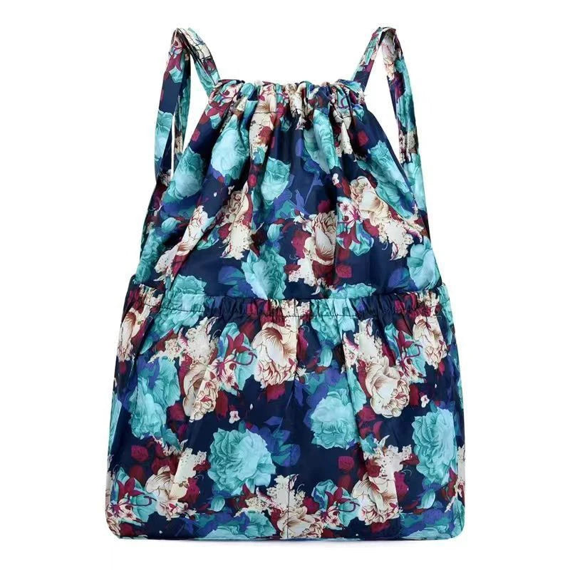 Ethnic Style Drawstring Backpack — Large Capacity Nylon Sports Bag