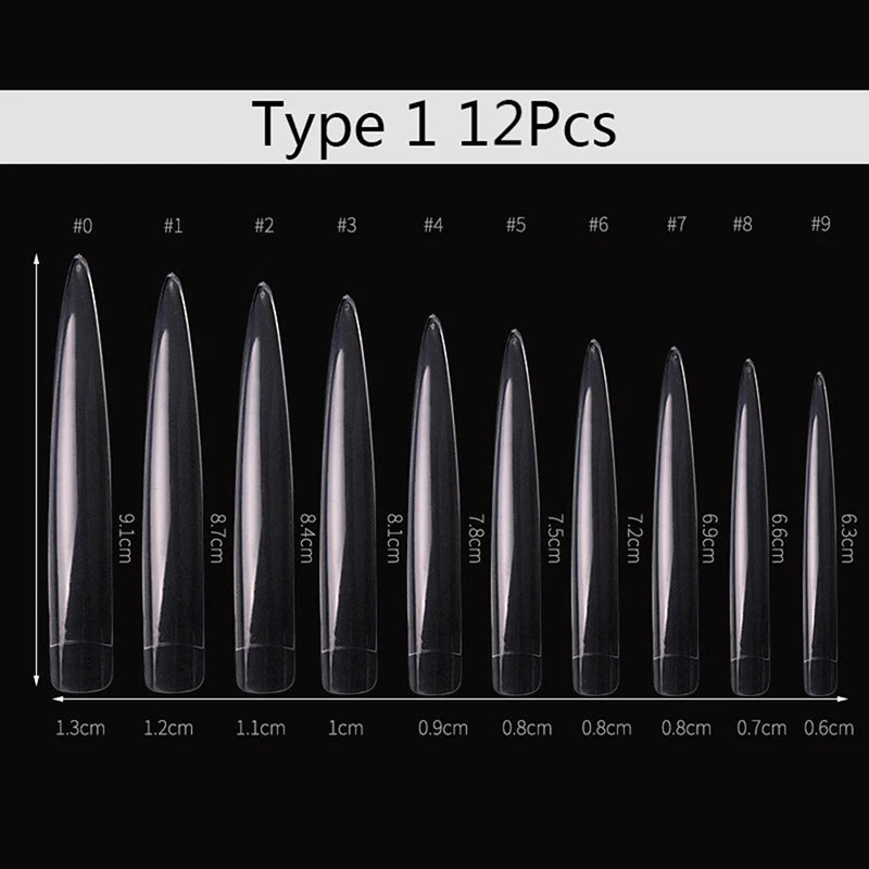 JCSYFAC Stiletto False Nail Tips — Extra Long Professional Nail Art Set