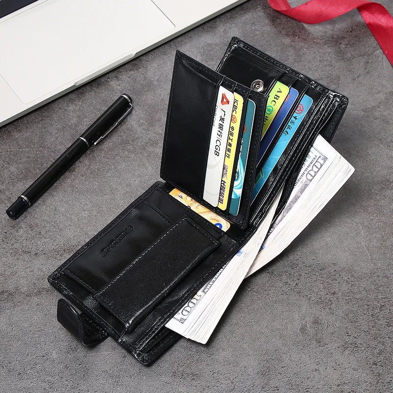 Okli-Rsoe Genuine Leather Men's Wallet — Compact Bifold with Coin Pocket