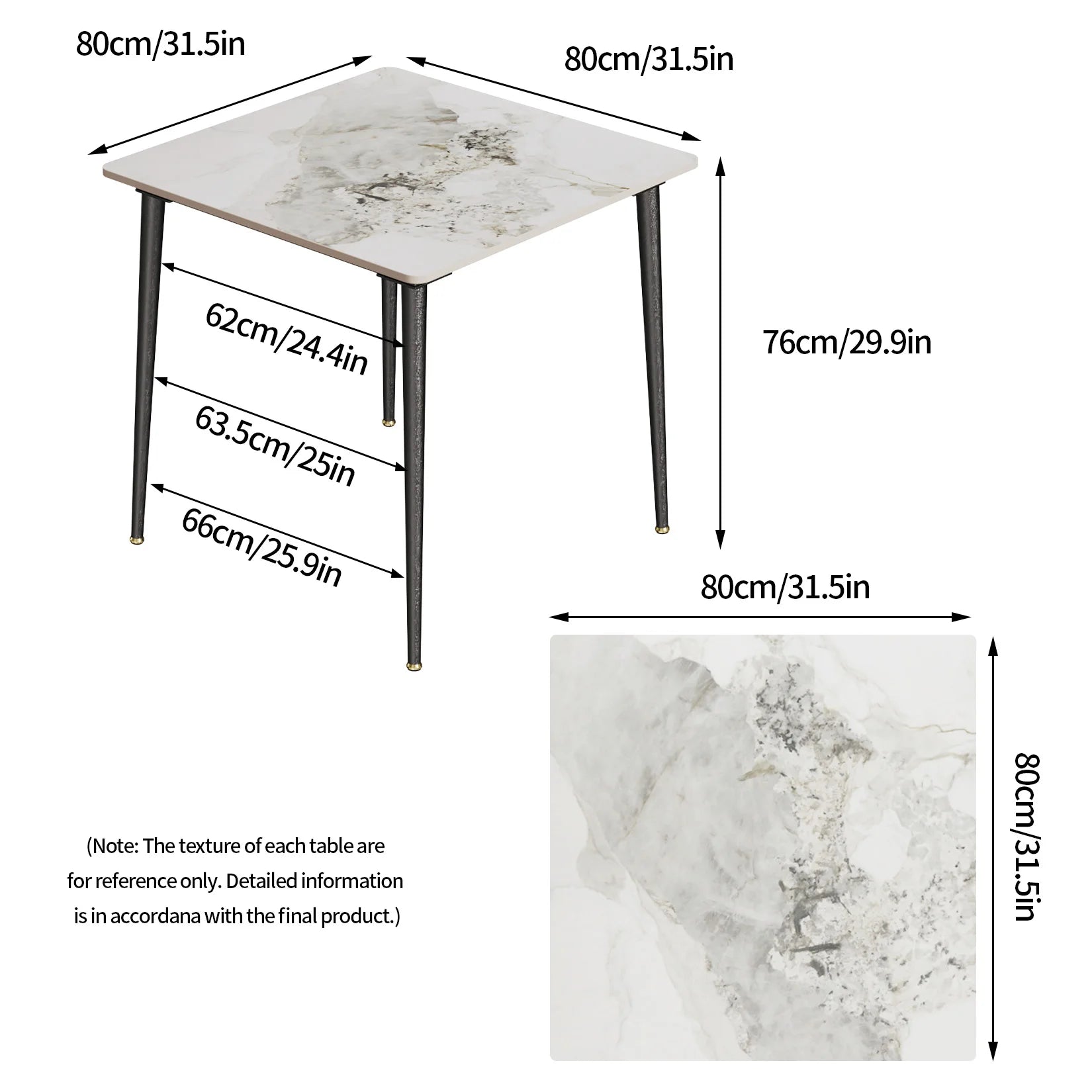 Square Marble Dining Table — Modern Sintered Stone Kitchen Furniture