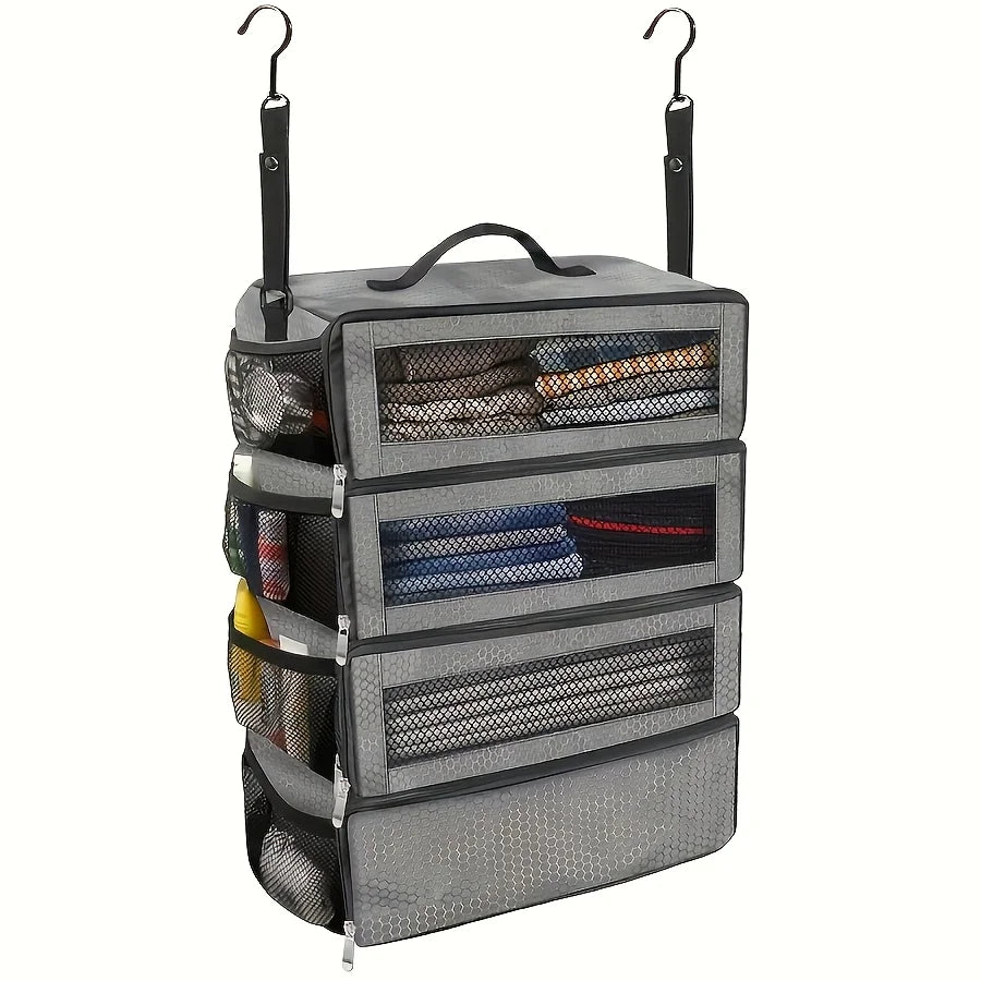 Portable Hanging Suitcase Organizer — Collapsible Travel Packing Cubes