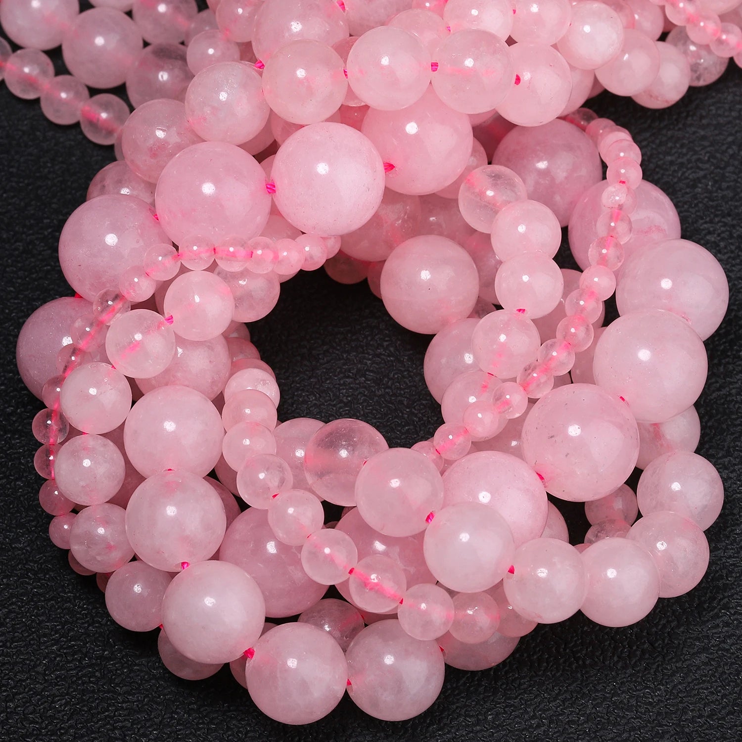 Natural Pink Rose Quartz Beads — Round Stone Spacers for DIY Jewelry