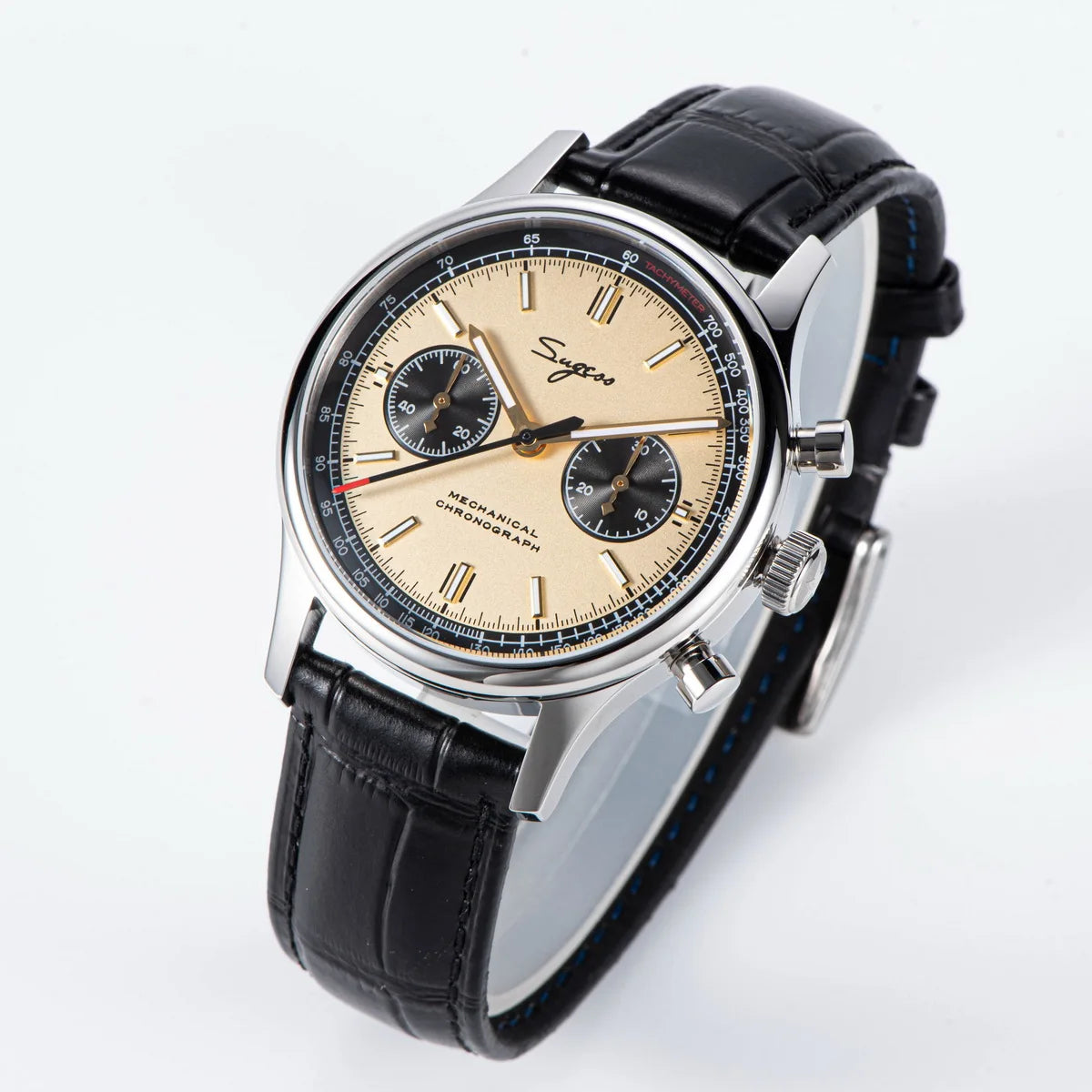SUGESS 1963 Pilot Watch — Mechanical Chronograph Panda Wristwatch