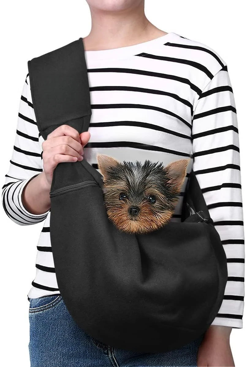 Small Dog Chest Carrier Bag — Adjustable Shoulder Strap & Zippered Pocket