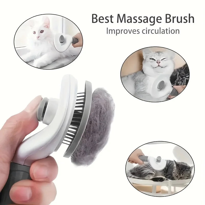 One-Click Pet Hair Removal Comb — Effortless Grooming Slicker Brush