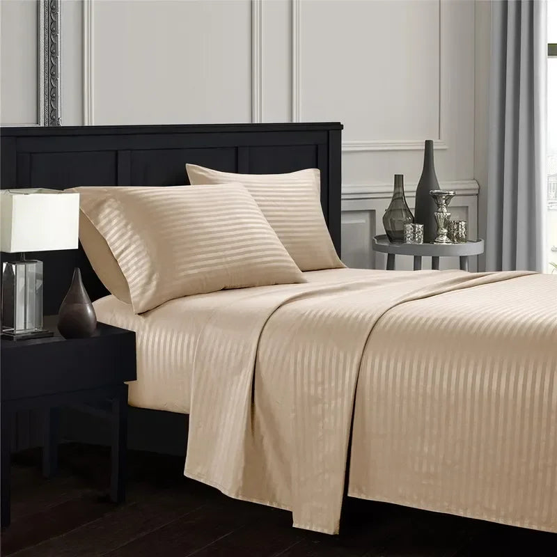 mystybloom Embossed Brushed Stripe Bedding Set — Soft Textured Sheet Collection