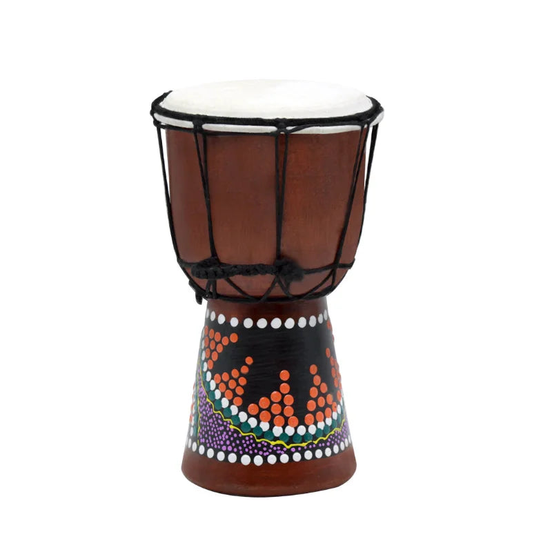 Handmade Wooden Djembe Drum — Miniature African Percussion Instrument