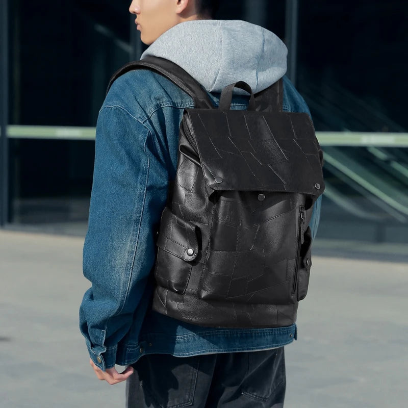 Ankeloo Business Men's Laptop Backpack — Urban PU Leather Travel Bag