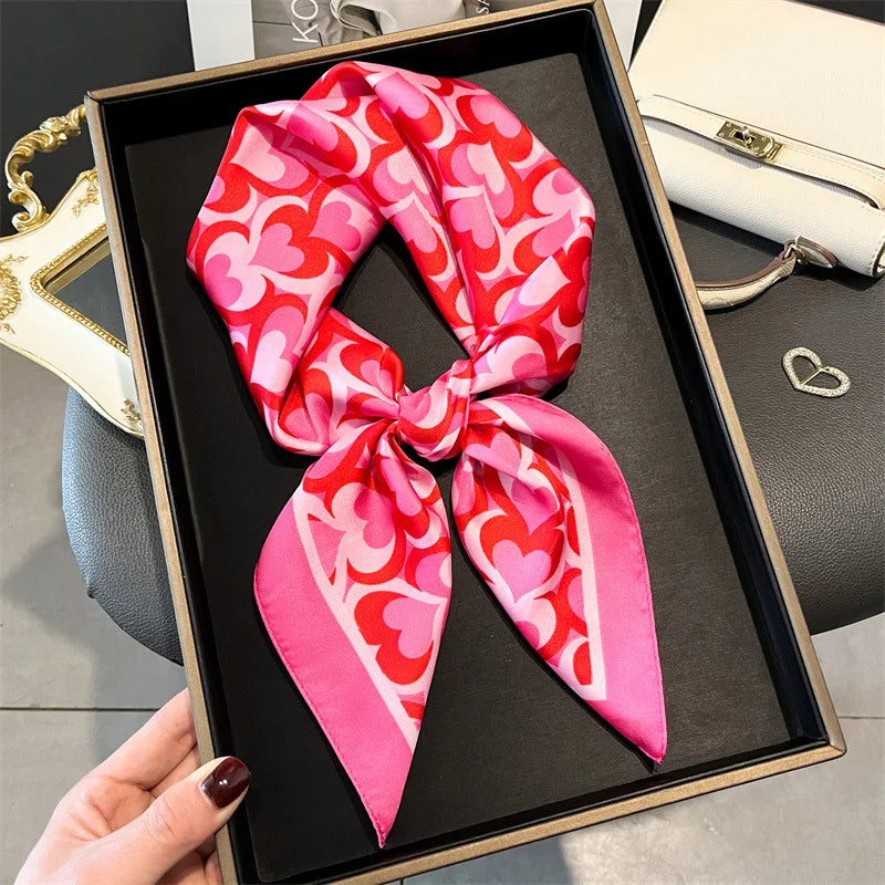SENAIFEI Printed Silk Scarf — Luxury Square Shawl & Decorative Headband