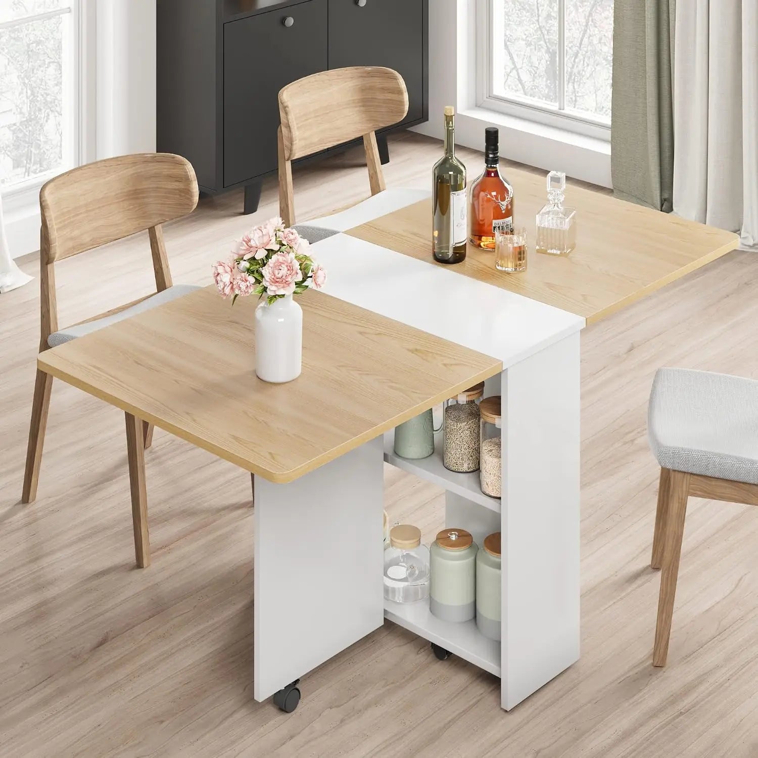Garvee Modern Drop Leaf Dining Table — Extendable Space-Saving Design