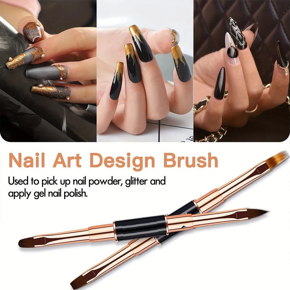 Professional 5-Piece Nail Art Brush Set — Dual-Ended Tools for Gel & 3D Designs